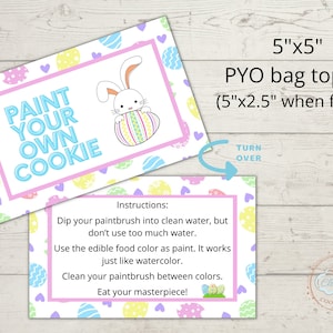Printable Ostern Malen Sie Ihre eigenen Cookie Bag Topper, 13x15 cm (5 Zoll x 2.5 Zoll wenn gefaltet)