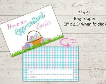 Adorno imprimible para bolsa de galletas de Pascua, 3"x5" (3"x2.5" cuando está plegado): tenga un adorno para bolsa de Pascua excelente como huevo