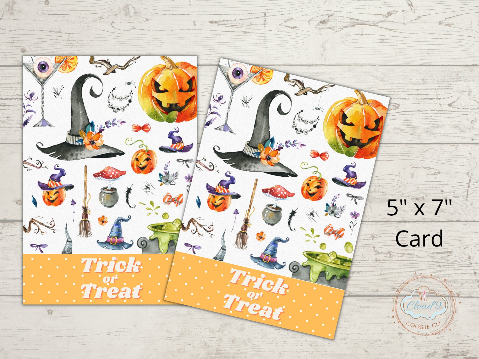 Printable Halloween Cookie Card, Trick or Treat Cookie Card, Cute ...
