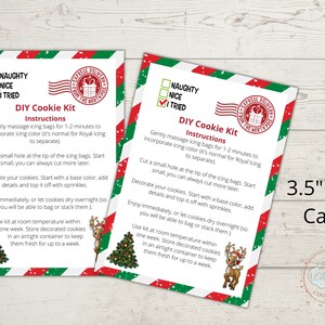 Printable Christmas DIY Cookie Kit Instructions Card, DYI Cookie Kit Card,  3.5 x 5 Cookie Card, Instant Download