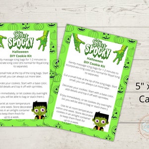 Printable Halloween DIY Cookie Kit Instructions, DYI Cookie Kit Card -  5 x 7 Instand Download