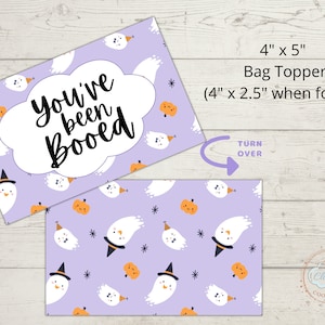 Printable Halloween Bag Topper, 4&quot;x5&quot; (4&quot;x2.5&quot; when folded), You&#39;ve Been Booed Cookie Card