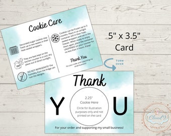 Cookie Care Card, Cookie Care Instructions, Bakery Care Guide, Biscuits Instructions, Printable 3.5" x 5" Card