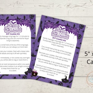 Druckbare Halloween DIY Cookie Kit Anleitung, DYI Cookie Kit Karte - 5 x 7 Instand Download