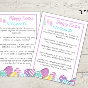 Printable Easter DIY Cookie Kit Instructions, DYI Cookie Kit Card -  3.5 x 5
