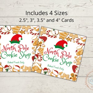 Printable North Pole Cookie Shop label, Elf Cookie Tag, Mini Cookie box Label, Overnight Elf Delivery, Christmas Printable, Instant Download