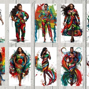18 Beautiful African American Women, Transparent PNG, Woman Digital Artwork, Afrocentric Clipart, Melanin Doll, Colorburst collection