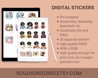 Black Woman Clipart, Pre cropped digital Planner Girl stickers, African American woman planner, Black Girl Woman Clip art, Black Girl Magic