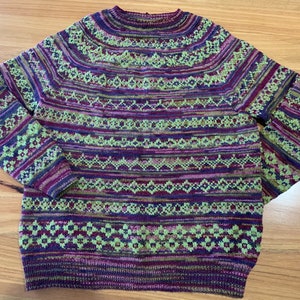 SALE Unique Fairisle wool blend hand knit jumper image 3