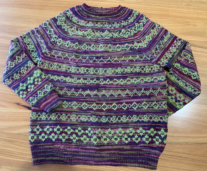 SALE Unique Fairisle wool blend hand knit jumper image 3