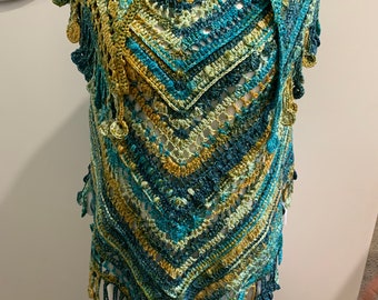 SALE Stunning Hand crocheted scarf/wrap in velvet acrylic blend
