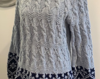 Alpaca wool cable & fairisle knit jumper