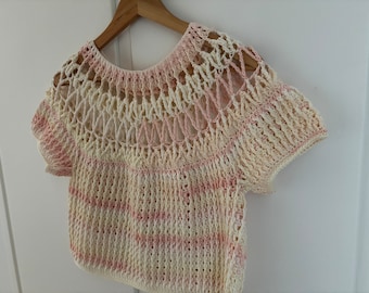 SALE Unique Cotton blend crochet top in pastels