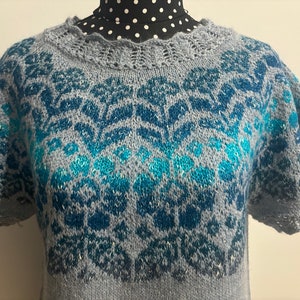 SALE! Stunning Alpaca & Merino blend fairisle knit jumper in blues- updated style