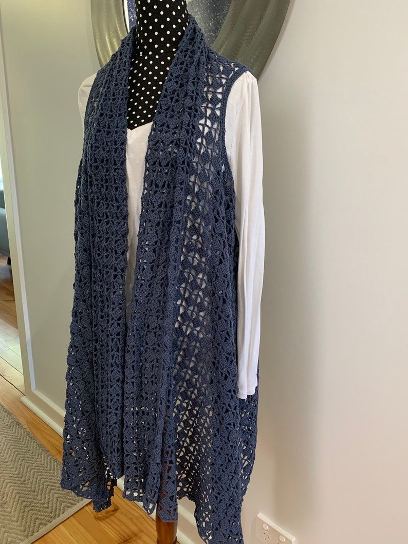 Cotton blend crochet vest or jacket. image 1