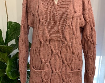 SALE Wool, Alpaca & silk cable ladies jumper with pockets