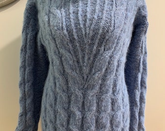 Alpaca wool & silk cabled knit jumper - ON SALE