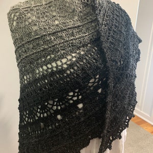 Stunning crocheted scarf/wrap in black cotton blend
