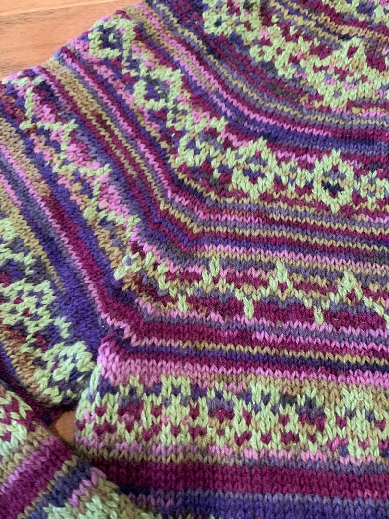 SALE Unique Fairisle wool blend hand knit jumper image 9