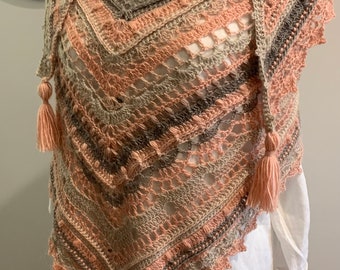 Gorgeous Hand crocheted scarf/wrap in acrylic/wool blend