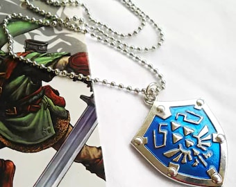 Collar The Legend of Zelda, colgante de llavero, colgante Zelda Locket Hylian Shield, regalo de aniversario, decoración de ropa