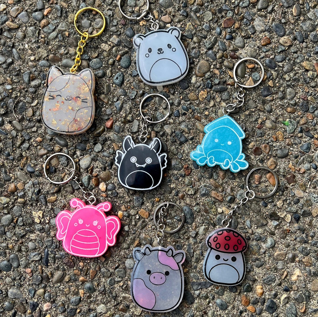 Squishmallow Inspired Keychains Cow Keychain Resin Etsy