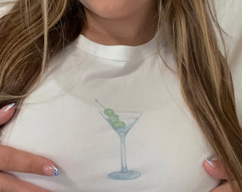 Martini Glass Cropped t-shirt/ Womens tees, womens crop tops