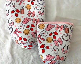 Girly Coffee Cup Cover, Beer Can Cozy, Drink Cozies