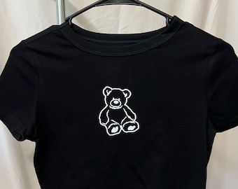 Bear Crop Top/Baby Tee Y2K Coquette Cottage Core Women's Shirt