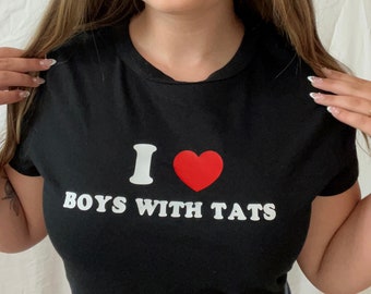 I Heart Boys With Tats Crop Top - Womens shirts, baby tees