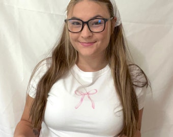 Cropped Bow Womens Tee - crop top, coquette tees