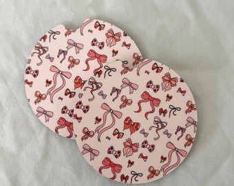 Pink Bows Car Coaster- Car accessories, car coasters UVDTF, water resistant