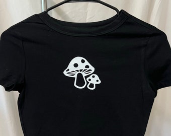 Mushroom Crop Top - women's apparel/crop top/cottage core/baby tees
