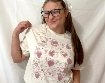 Strawberry Bear Graphic tee- Womens coquette tops