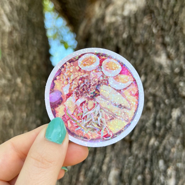 RAMEN Sticker, Noodles Sticker, Foodie Sticker, Cute Food Sticker, Laptop Sticker, Pretty Glitter Sticker