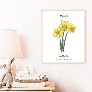 March Birth Flower Print Daffodil Poster Print | Floral PNG | Birth Month Flowers | Floral Print