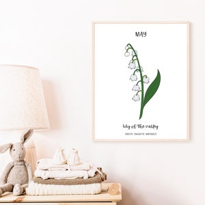 May Birth Flower Lily of the Valley Poster Print | Floral PNG | Birth Month Flowers | Floral Print