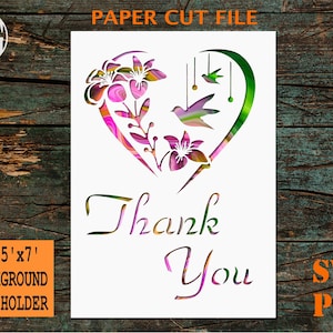 Bedankt SVG PNG-kaart papier knippen sjabloon Cadeau hart bloemen aquarel plus gratis kaarthouderbestand