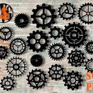 Gears bundel SVG PNG 20 papier gesneden sjabloon digitale downloadbestanden voor cricut silhouet snijmachine