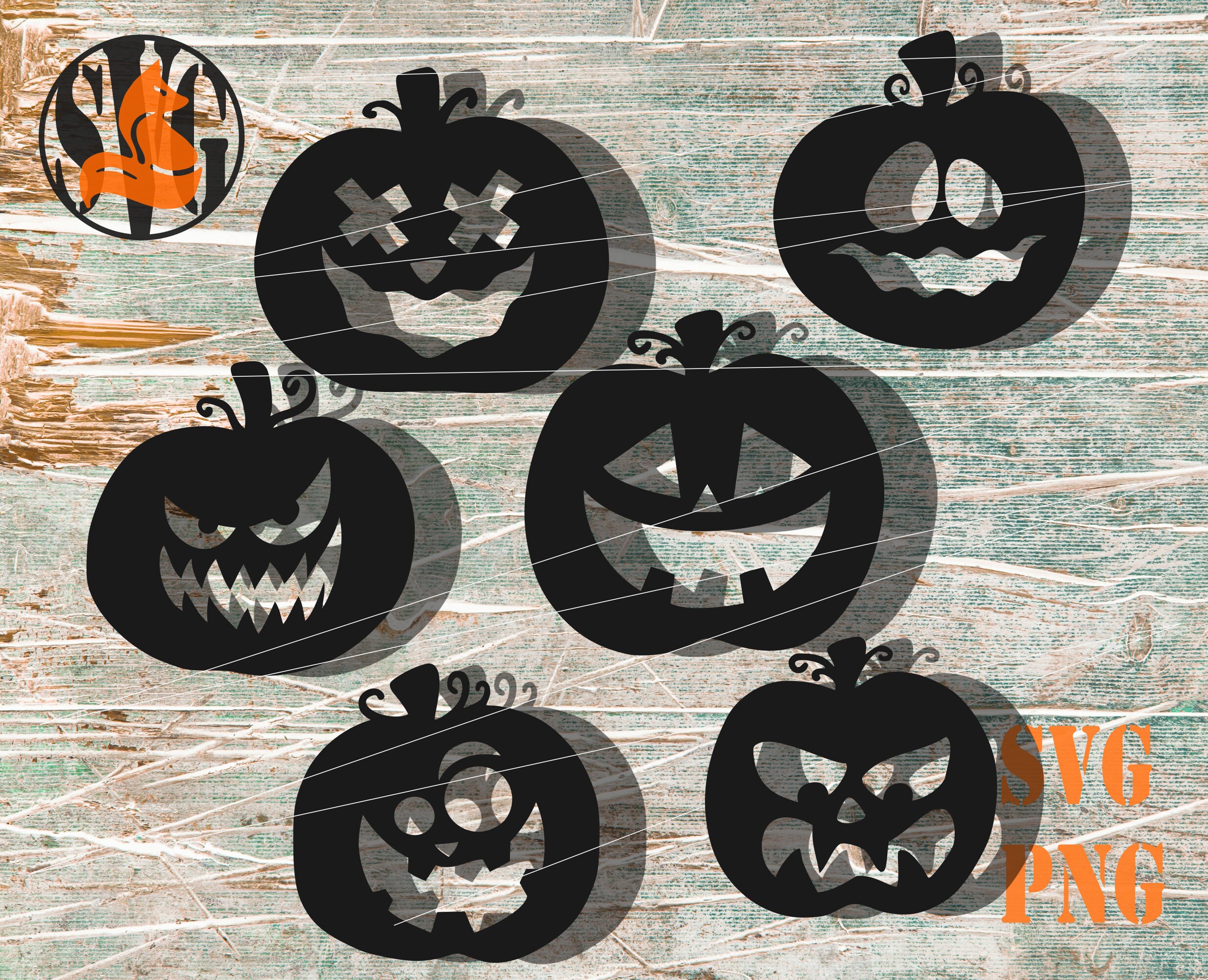 Halloween Pumpkins SVG PNG Bundle Digital Download Files for - Etsy