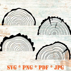 Rebanada de madera Half SVG, grano de madera svg, plantilla dividida de textura de rebanada de madera svg, textura de árbol svg
