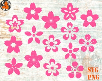 Cherry Blossom SVG PNG Bundle Cherry Flowers SVG Sakura Flower svg