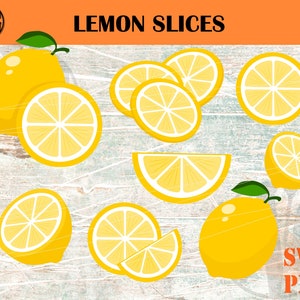 Lemon Slice SVG, Lemon Wedge SVG, Summer Party Decor Fruit Clip Art PNG Files