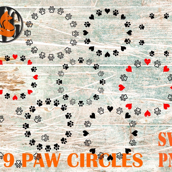 Dog Paw Circle SVG Bundle Digital Download 9 Dog Paw Frames Files for cricut silhouette