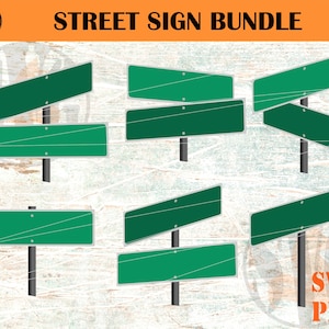Arquivos de pacote SVG PNG de placa de rua para Cricut, placa de rua em branco svg, sinal de direção de estrada svg, sinais de trânsito svg