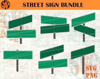 Street Sign SVG PNG Bundle: Road Direction Graphics (Digital Download)
