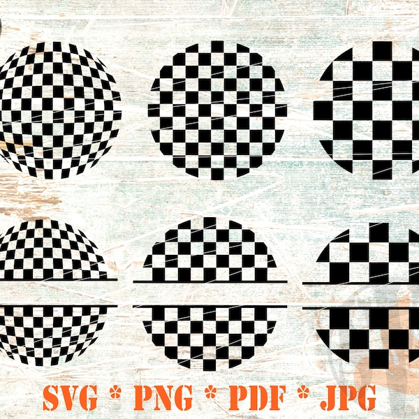 Checkerboard Circles SVG, round checkboard, splitted circles SVG,