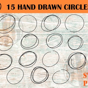 Pacote SVG de círculo desenhado à mão Download digital de 15 arquivos de molduras redondas minimalistas desenhadas à mão para silhueta cricut