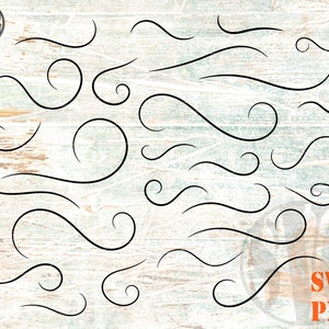 Swirl Lines SVG: Hand Drawn Flourish Ornaments (PNG)