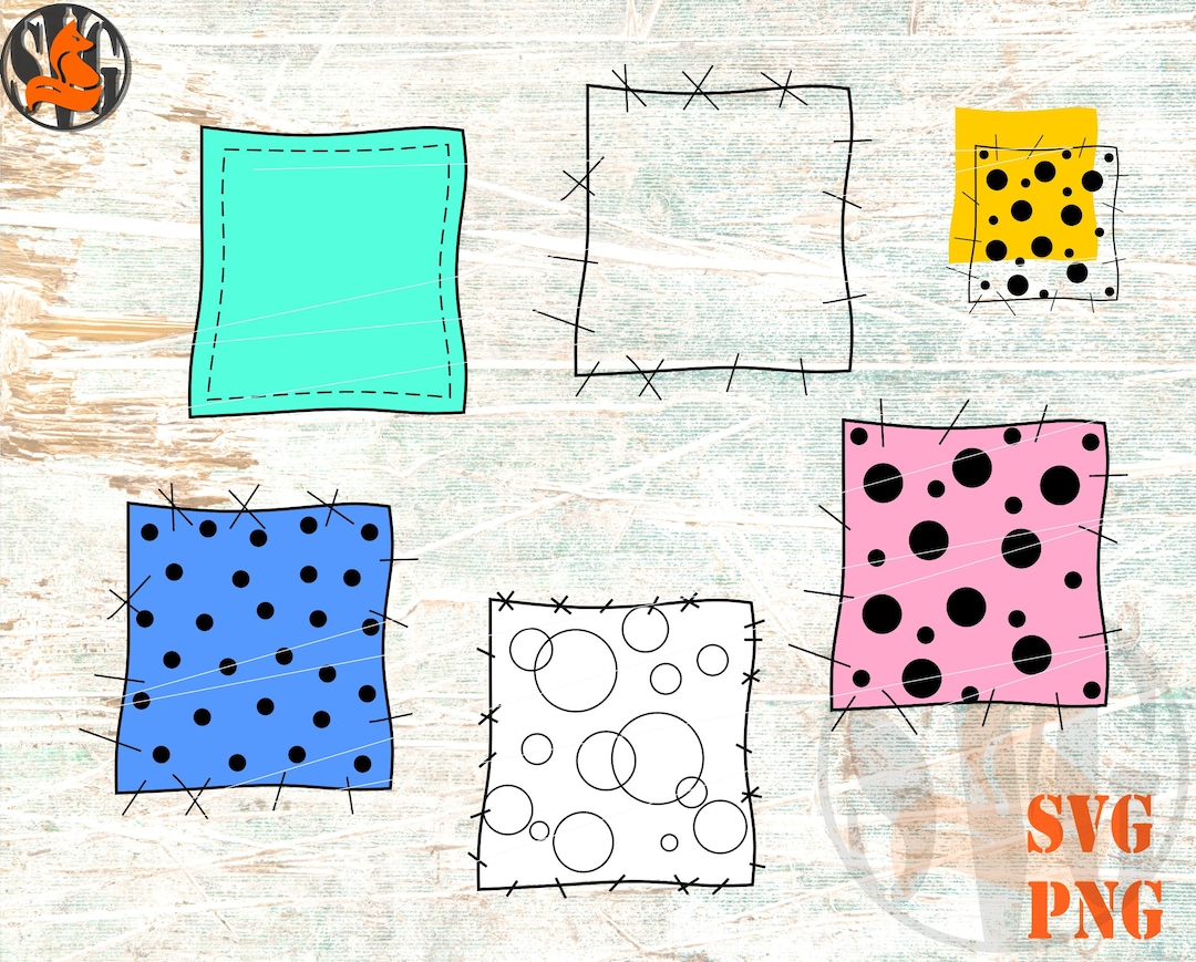 Fabric Patches SVG PNG Hand Drawn Clothing Patches Svg Scarecrow